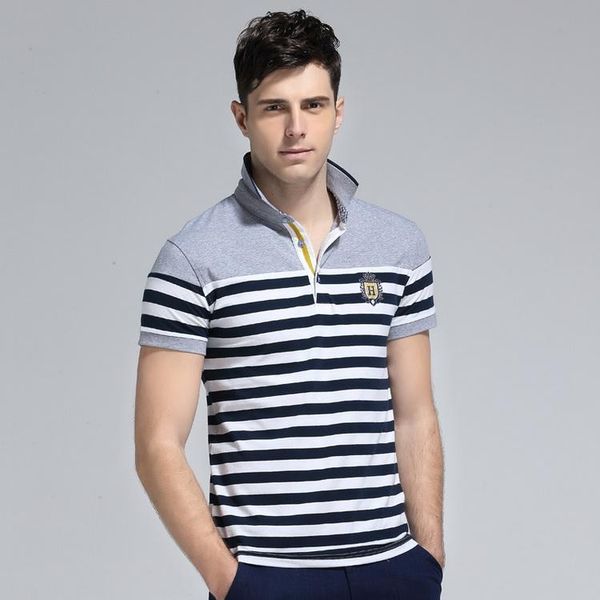 

grandwish stripe polo shirts mens slim fit short sleeve striped polo shirts for men summer turn -down collar homme polos famous, White;black