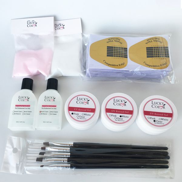 

crystal nail extension glue for acrylic nails art manicure builder gel set with powder color and acryl liquid kits