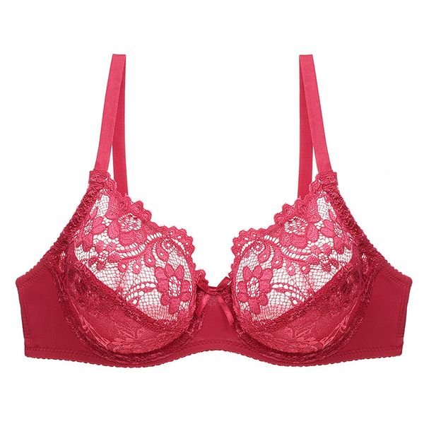 

lace bras for women plus size bra ultrathin lingerie comfort bralette transparent cup female brassiere underwear #f, Red;black
