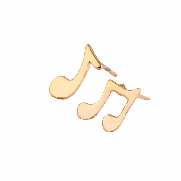 

wholesale cute music notes 2 earring two faced studs brass brincos jewelry silver gold rose gold plated earings for women efe024, Golden;silver