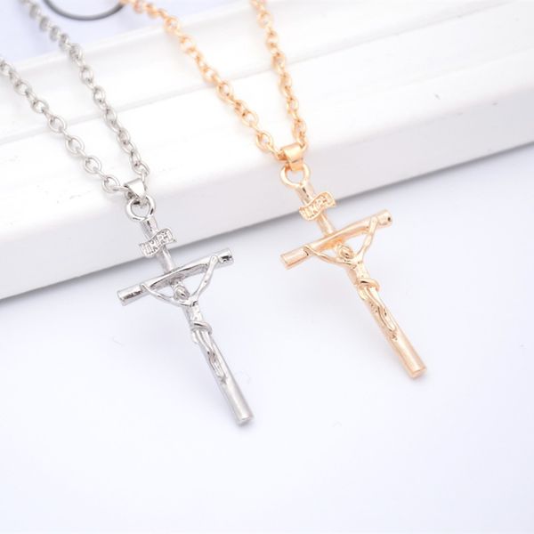 

european and american cross-border jewelry explosion sell jesus christ cross necklace clavicle chain wholesale, Silver