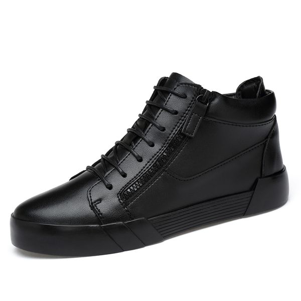 

men boots new fashion style waterproof men winter shoes snow boots increase 5cm fur shoes casual warm ankle size, Black
