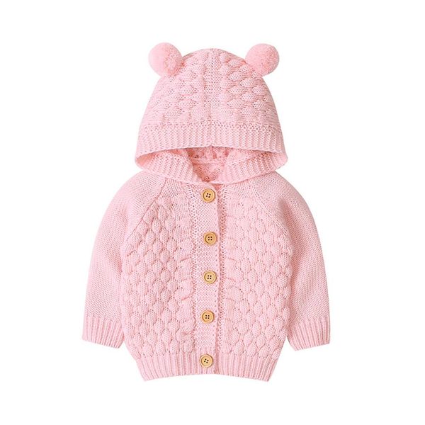 

newborn infant baby girls boys autumn winter jacket warm coat knit outwear hooded fashion sweater for 3-24m kids, White