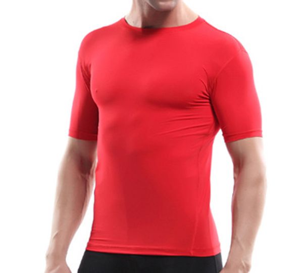 

1003 ultra-stretch moisture wicking fitness qmilch short-sleeved top, White;red