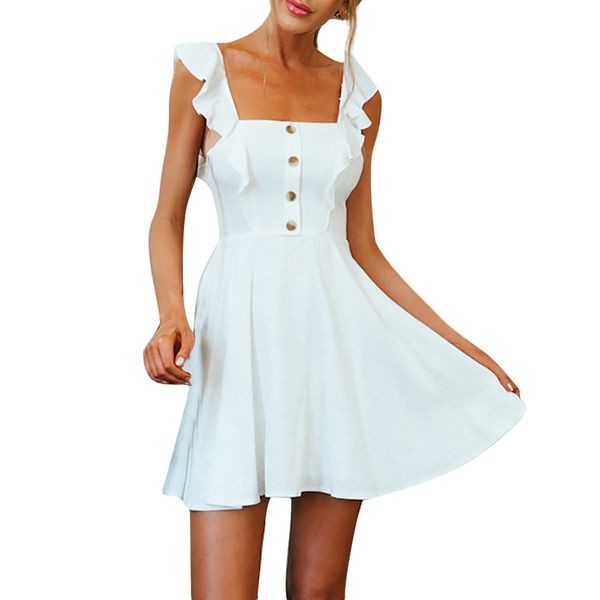 

summer party dress women gothic white ruffles sleeveless button tank dresses woman party night elegant ukraine mini dress, Black;gray