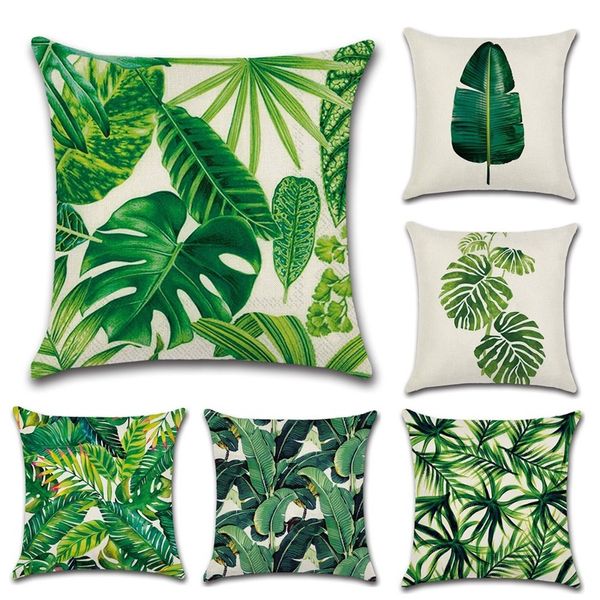 

cross-border special for new tropical plant fashion leaf rain forest pillow sleeve cushion linen digital