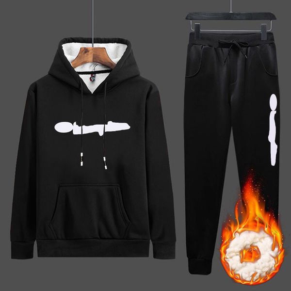 

brand mens designer tracksuit champions tracksuit luxury classic big logo long fluff sweatsuit hooded joggers, Gray