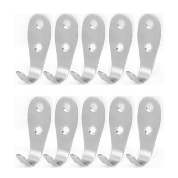 

10pcs stainless steel j hooks wall mounted home living room bedroom holder coat hats handbag umbrella towels hanger organizer