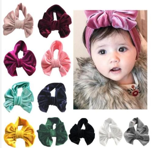 

children big bow golden velvet hair band baby holiday hair ring accessories kids bowknot princess hairdress 2020 new children boutique, Slivery;white