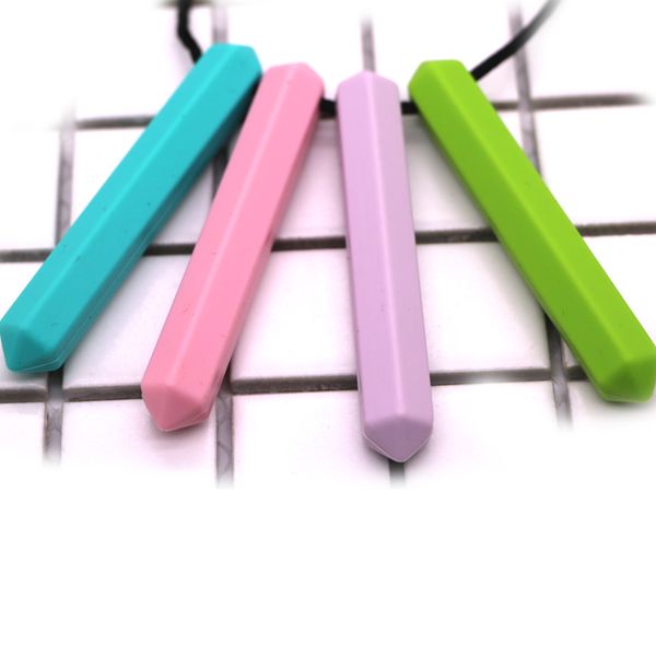 

1 pc pencil baby teething necklace materials food grade silicone teether 75*10mm bpa for baby gift toy