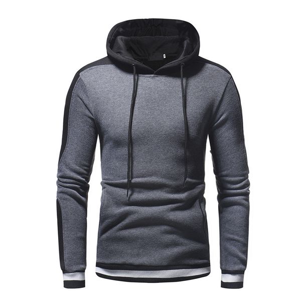 

2018 new style fashion men's winter slim hoodies warm hooded outwear winter wit hat patchwork, Black