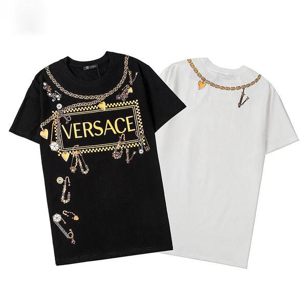 

20ss/versace luxury mens t-shirt casual salling t-shirt fashion new wild t-shirt breathable outdoor large size t-shirts -2xl, White;black