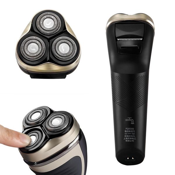 

men portable rechargeable 3 cutter head electric shaver electric &gt;35min dry and wet dual use 8w 2h razor usb