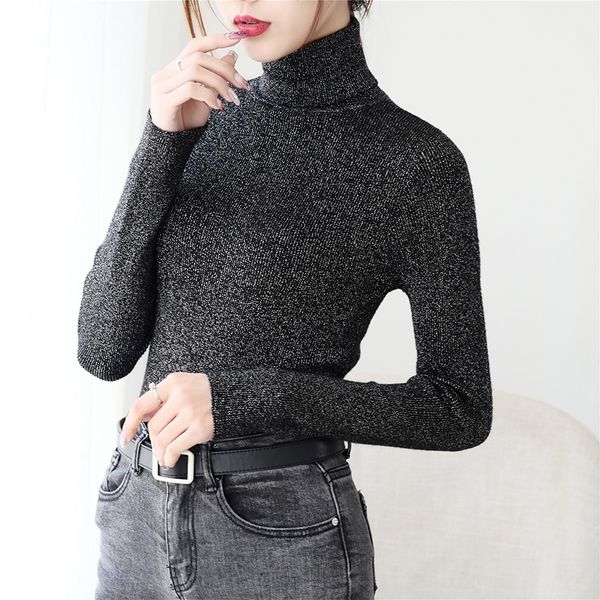 

h han queen turtleneck sweaters female 2019 autumn winter soft knitted women pullover ladies slim casual jumper pull femme, White;black