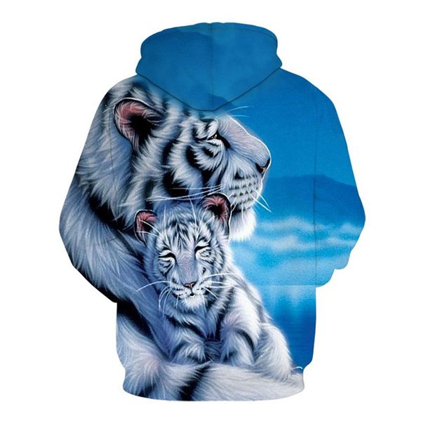

white tiger printing cap pocket cover men's fashion hat men's clothing blouse hoodies, Black