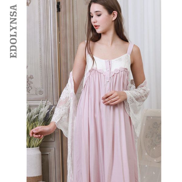 

luxury robe gown set two pieces autumn sleepwear women home wear peignoir set bathrobe transparent kimono lace nightdress t327, Black;red