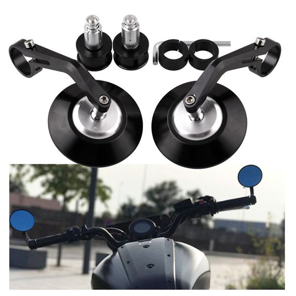

black cnc 7/8" round motorcycle rear view mirror handlebar end plug mirrors