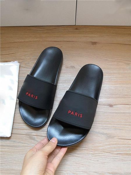 

designer paris rubber slide sanda slipper gear bottoms gg flip flops women striped beach causal slipper with box us5-11, Black