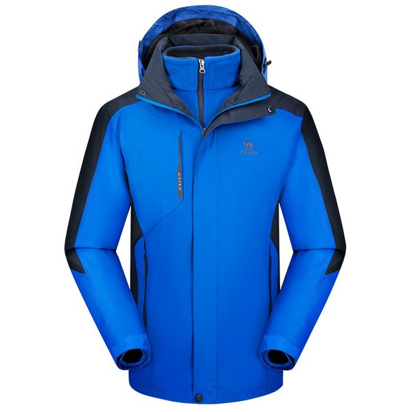 

outdoor jacket three-in-one two-piece detachable couple models windproof waterproof warm mountaineering clothes, Blue;black
