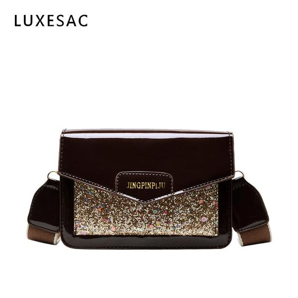 

mini small square messenger bag women's bolsa feminina lacquered pu leather women crossbody bag with wide shoulder strap luxe