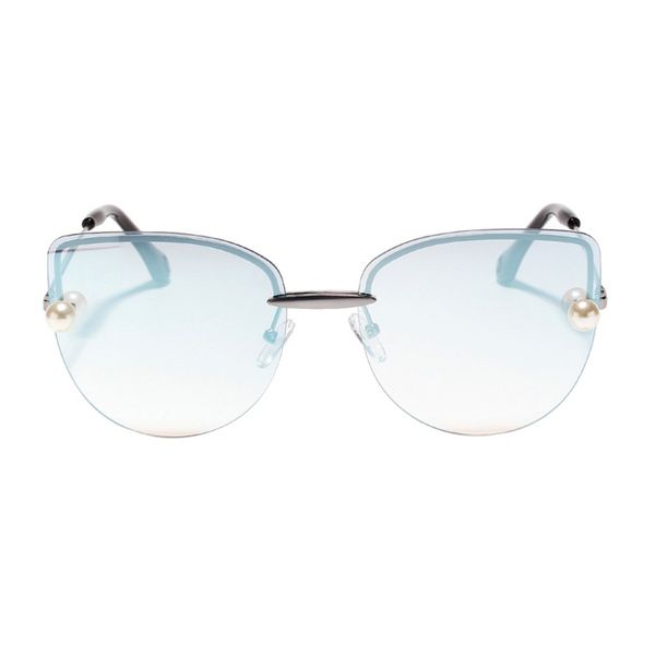 

frame shades eyeglass rimless cat eye diamond-shaped frameless clear colored lens festival sunglasses blue pink lens uv400, White;black