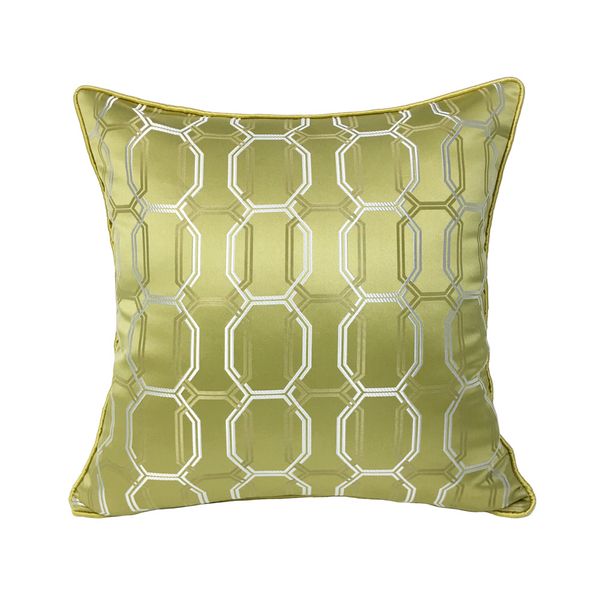 

contemporary dark blue yellow geometric pillow case modern square 45x45cm pipping jacquard woven home floor sofa cushion cover