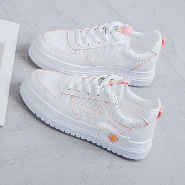 

women platform shoes fashion sneakers height increasing woman casual comfortable soft bottom new student skateboarding, Black
