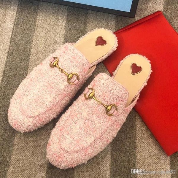 

2019spring and summer new european and american metal buckle half drag womens shoes large size low heel slippers flat bottom beach shoes qr, Black