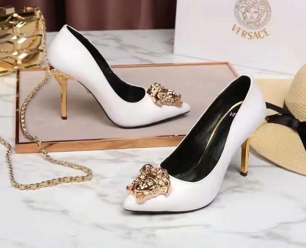 

2020 new gold heels designe medusa wedding party bridal pumps thin high heels ladies dress shoes, Black
