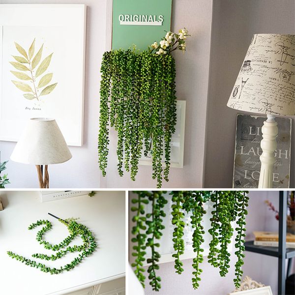 

72cm home decor fake garland wall hanging lifelike artificial plant string flexible plastic nature simulation succulents soft