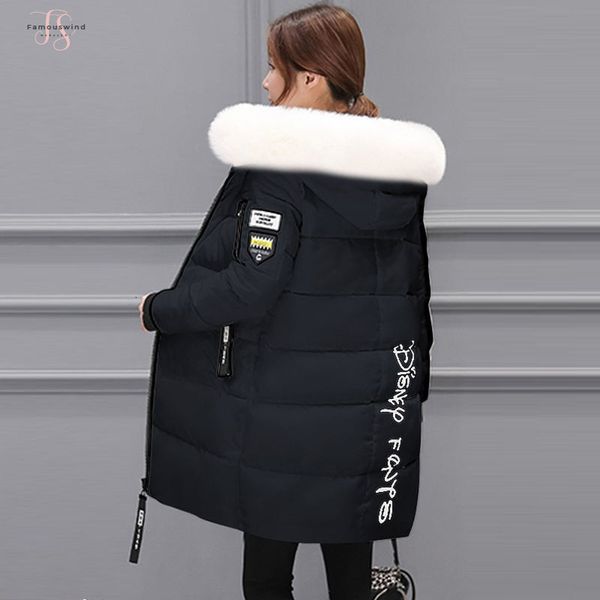 

winter women 2019 middle long cotton-padded jackets big fur hooded collar parkas thicken warm winter coat female parkas, Black