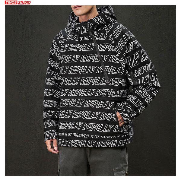 

dropshipping men streetwear letter print hoodies 2019 autumn mens hooded cotton sweatshirt casual pocket male pullover, Black