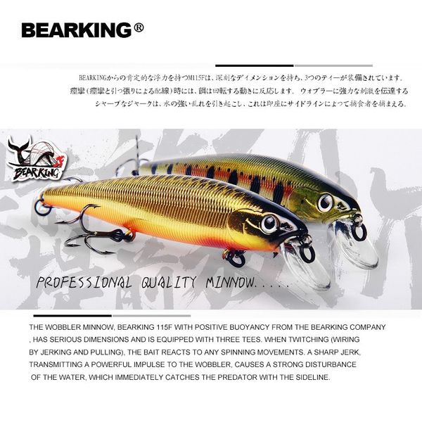 

bearking 2019 new 115mm 16g dive 0.6-1m floating fishing lures artificial bait predator tackle jerkbait for pike and bass