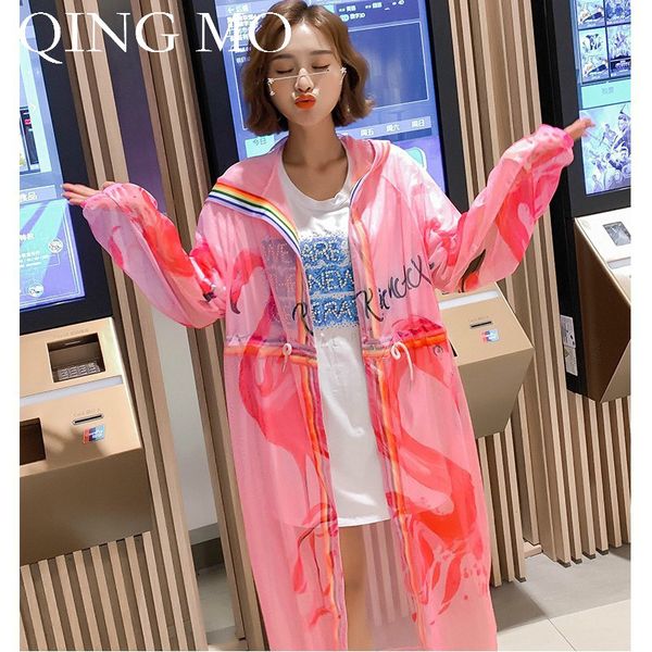 

qing mo women pink full sleeve sun proof coat women summer plus size loose coat girl cotton hooded thin 2019 zqy498, Black;brown
