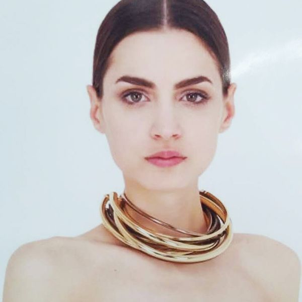 

lady new boho punk chunky multilayer metal gem collar choker bead pendant ethnic statement luxury accessories 3582, Golden;silver