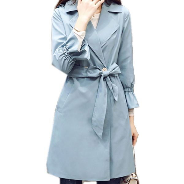 

spring women's slim 2020 tunique longue flare sleeve windbreaker trench coat para as mulheres wxf119, Tan;black