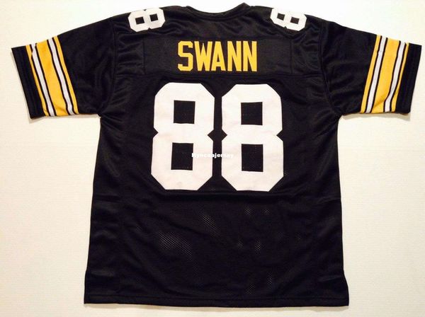 

retro custom sewn stitched #88 lynn swann black mitchell & ness jersey high-end men's football jerseys college ncaa, Black;red