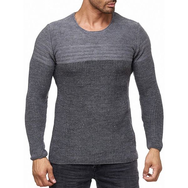 

oeak 2019 mens slim casual sweater personality fashion woven stitching pullover thick sweater male clothes autumn winter, White;black