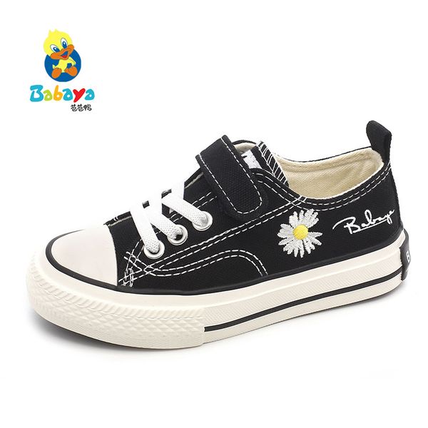 

babaya children canvas shoes daisy girl's shoes boys cloth kids board breathable 2020 spring and summer new style, Black;red