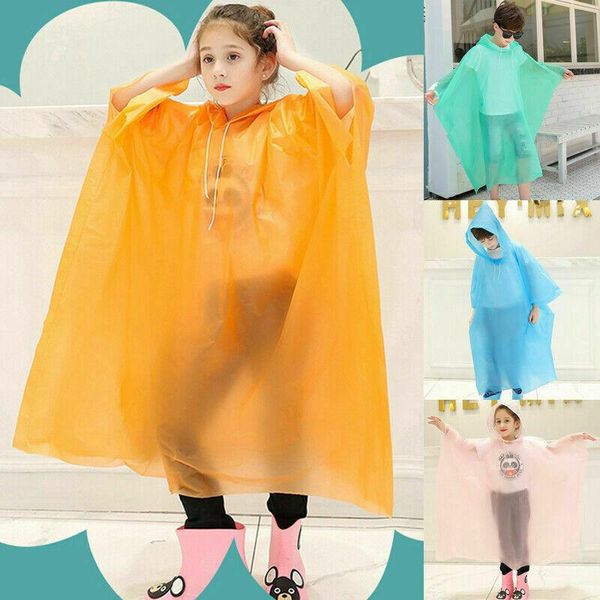

new waterproof eva children raincoat kids poncho candy color rain coat long hooded rainsuit poncho children raincoat jacket cove eujiy, Red;brown