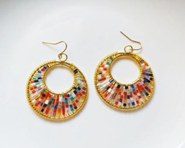 

fashion jewelry vintage colorful beaded dangle earrings women earrings, Silver