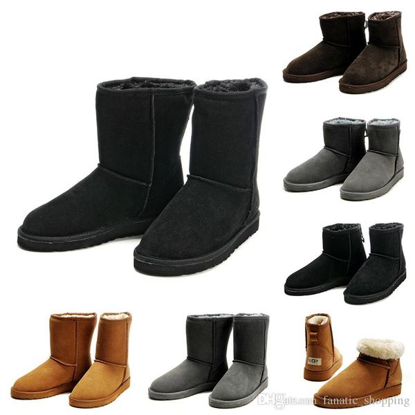 

2020 new luxury designer mens boots ankle knee winter snow booties classic mini short half men australian boots 41-45 ing, Black