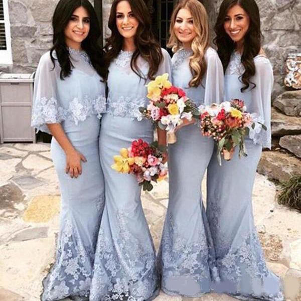 

2020 country bridesmaid dresses mermaid sweetheart lace applique wedding guest dresses with wrap floor length maid of honor gowns, White;pink