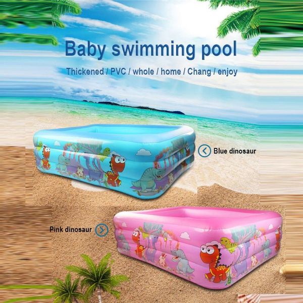 

125cm kids inflatable pool family rectangular inflatable swimming pool bathing tub kids indoor outdoor summer swimming