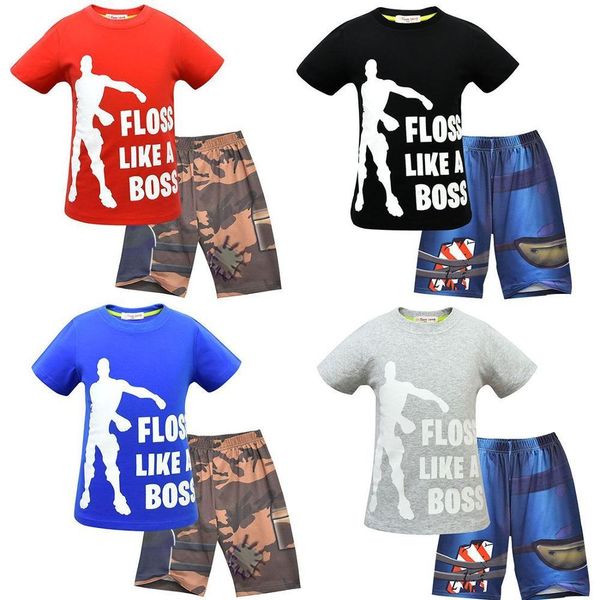 

boys summer shorts sets battle royale teenage kids party outfits fashion clothes roupas menino toddler pyjamas clothing conjunto t200607, White