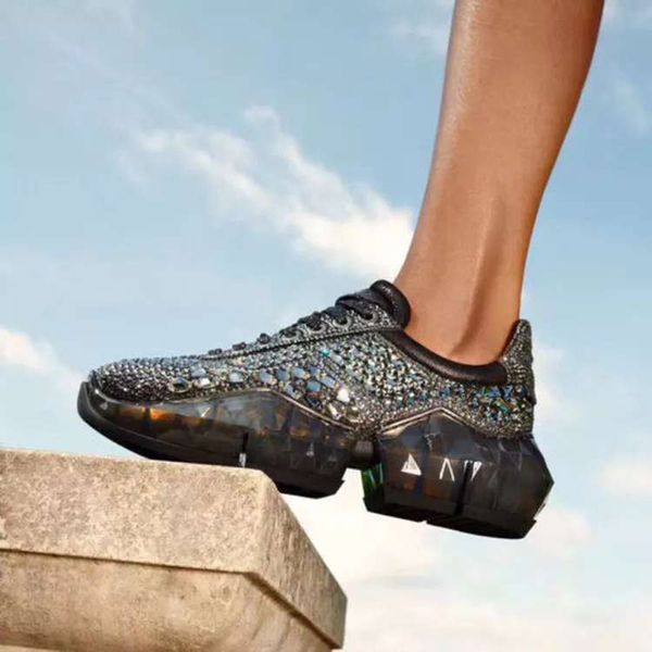 

black crystal sneakers lace up sneakers women shoes casual fashion design shiny rinestone trainers shoes