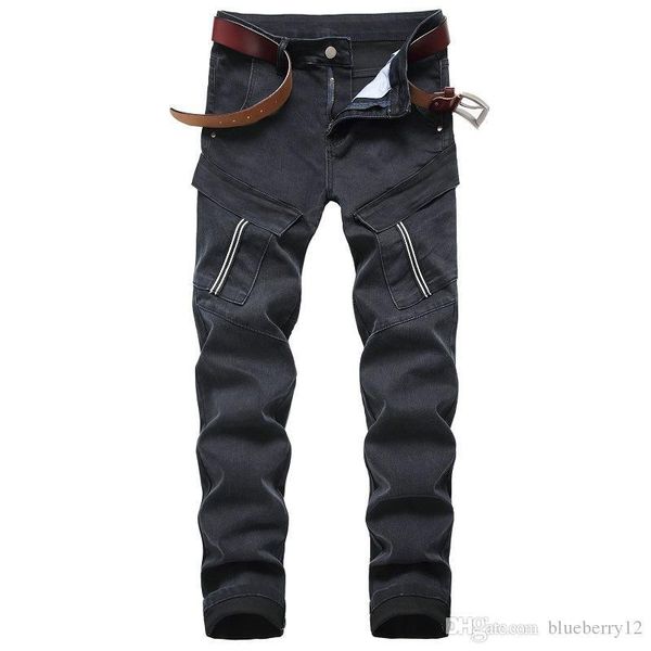 

mens biker jeans fashion casual style male jeans men stretch straight jean with 3 colors pants asian size, Blue
