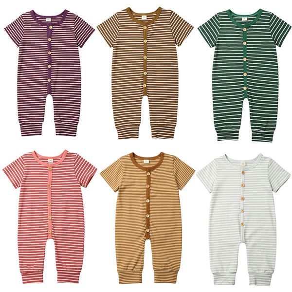 

0-18m newborn infant baby girl boy striped clothes romper jumpsuit short sleeve outfit clothing, Blue