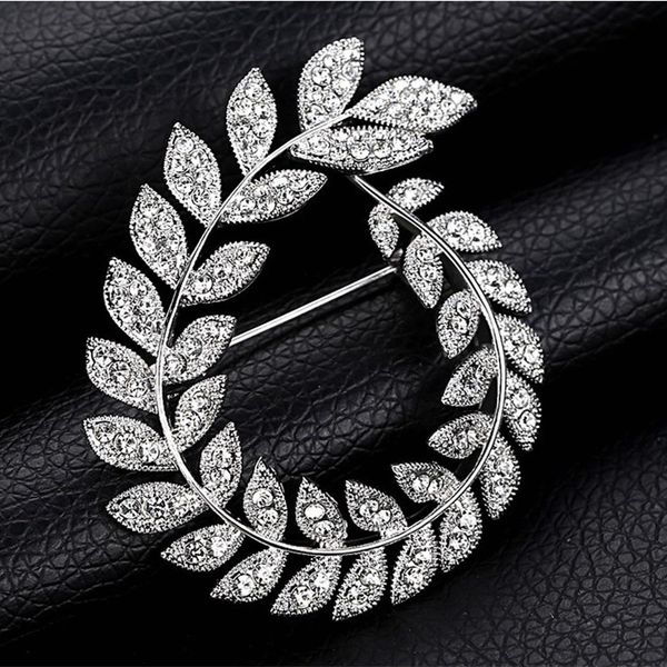 

olive branch brooch fully-jewelled rhinestone alloy man's suit lead needle joker clothes and ornaments ornaments, Gray