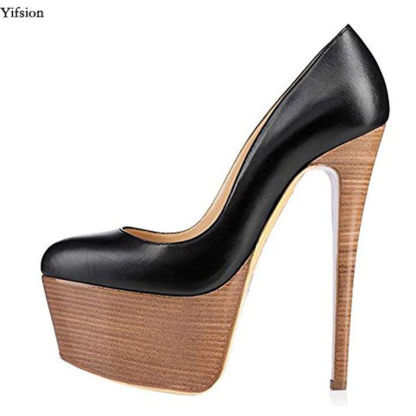 

rontic new women platform pumps stiletto high heels pumps charm round toe gorgeous party shoes women plus us size 5-15, Black
